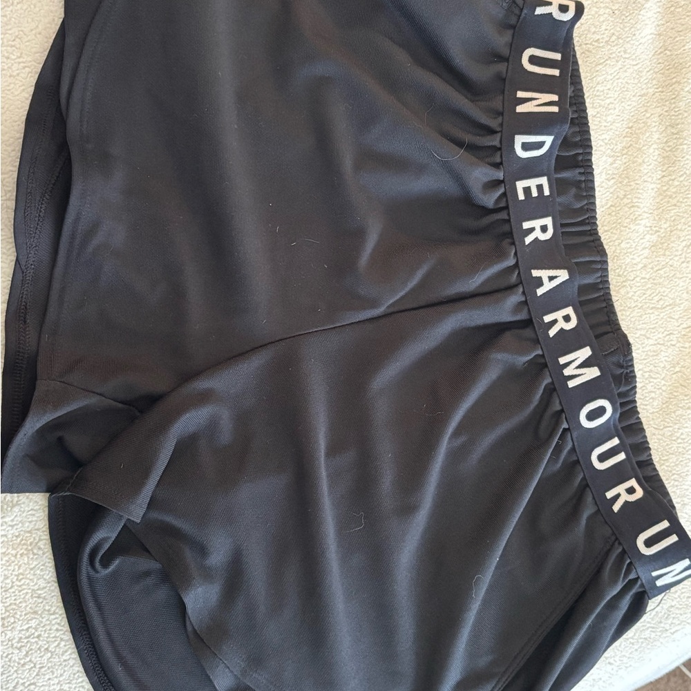 Under Armour Black Athletic Shorts with Vertical Branding